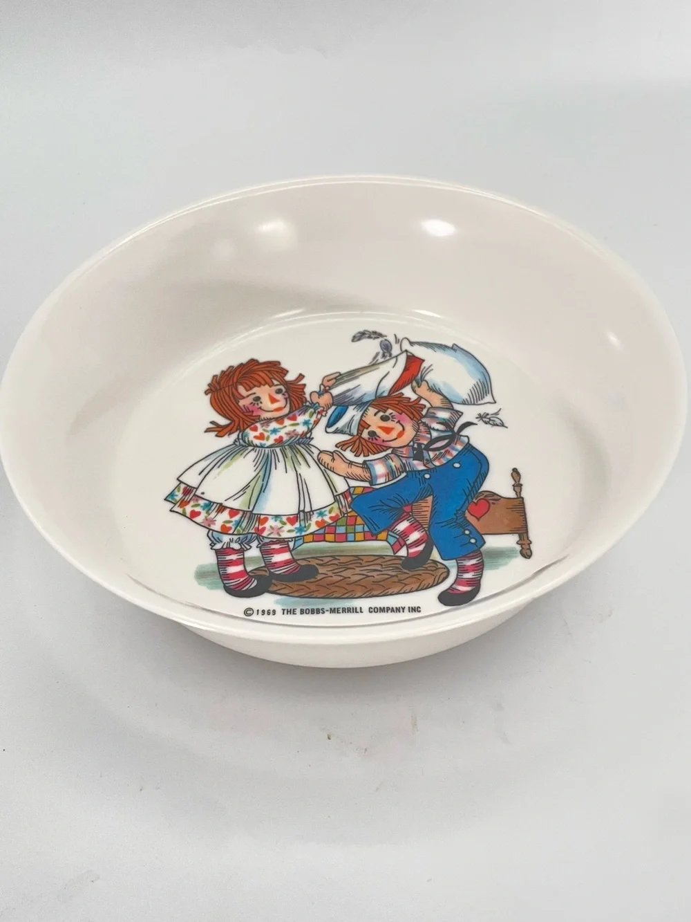 Vintage Oneida Deluxe Raggedy Ann & Andy 3 Pc Melamine Dinner Set 1969